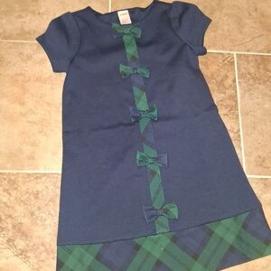 Gymboree Navy and Green Plaid Kids Dress Size 7